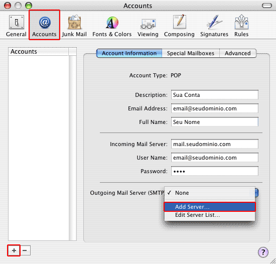 Configurao de email MAc Mail